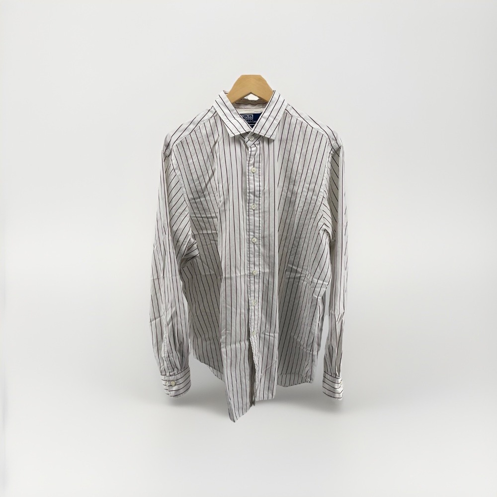 Polo Ralph Lauren Classic Fit Shirt Mens XL 17.5 White Striped Button Down‎